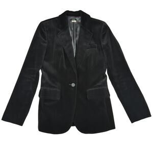 J. Crew Willa Blazer Stretch Velvet Y2K Black Velour One Button Jacket Women's 4